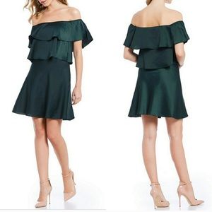 ELIZA J Dark Green Off the Shoulder Dress!